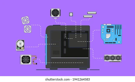 Close-up view of an Assembled PC Components